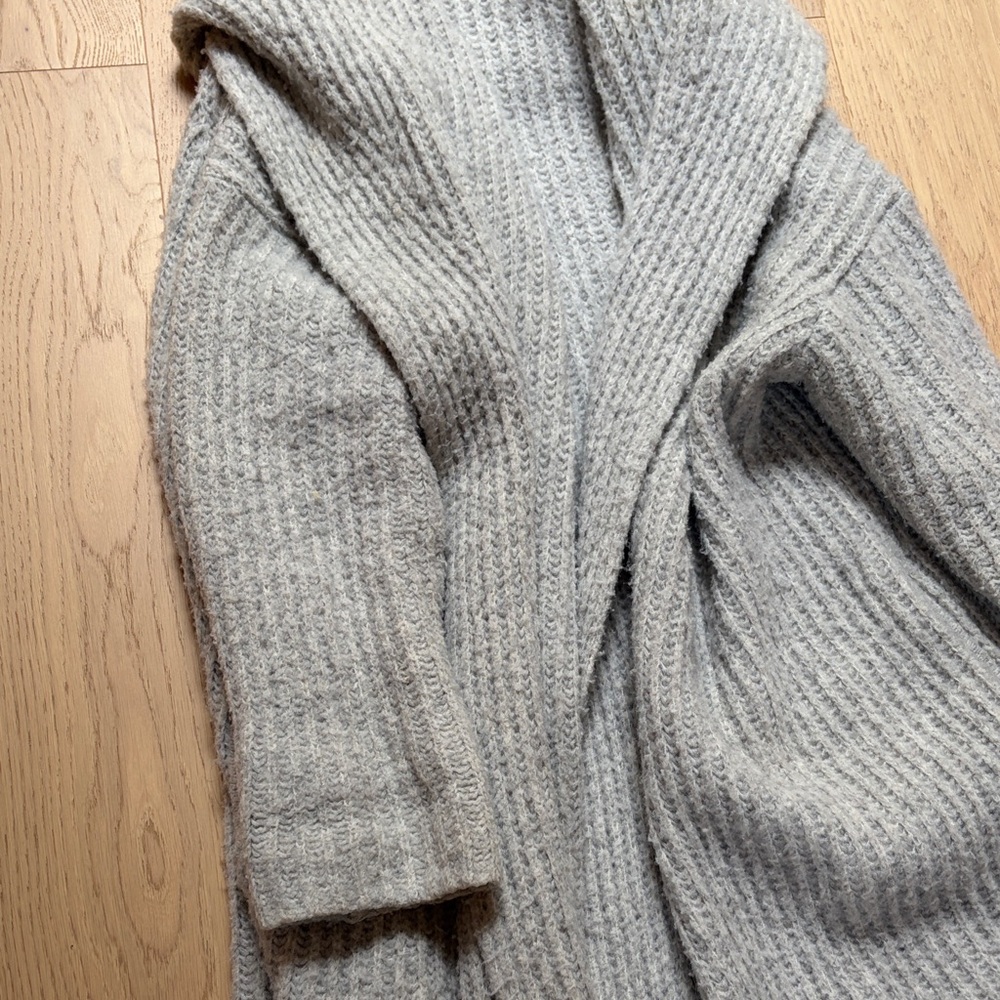 J. Crew Light Gray Ribbed Open-Front Cardigan Coat - Picture 4 of 14